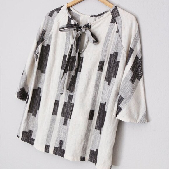 Ace & Jig Beatrice Blouse Top Mural Size M Reversible Cotton Lagenlook Rare $260 - Picture 6 of 16